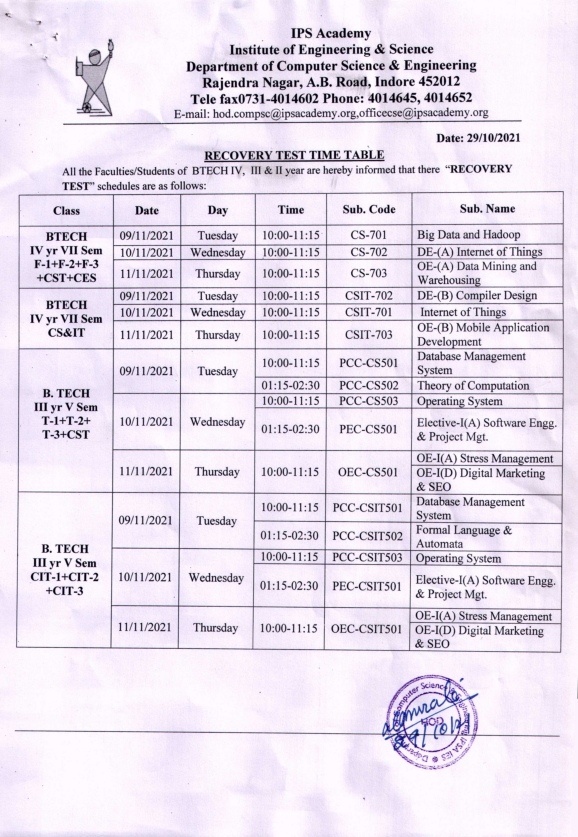 RECOVERY TEST TIME TABLE (1)_001