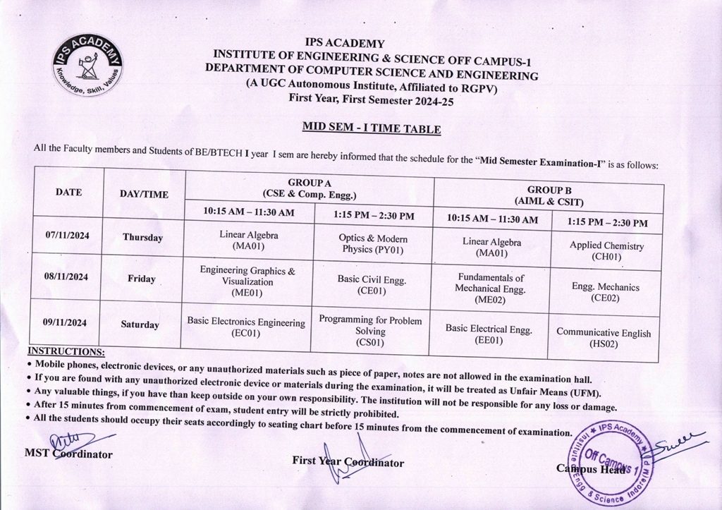 MST-1 Time Table_001