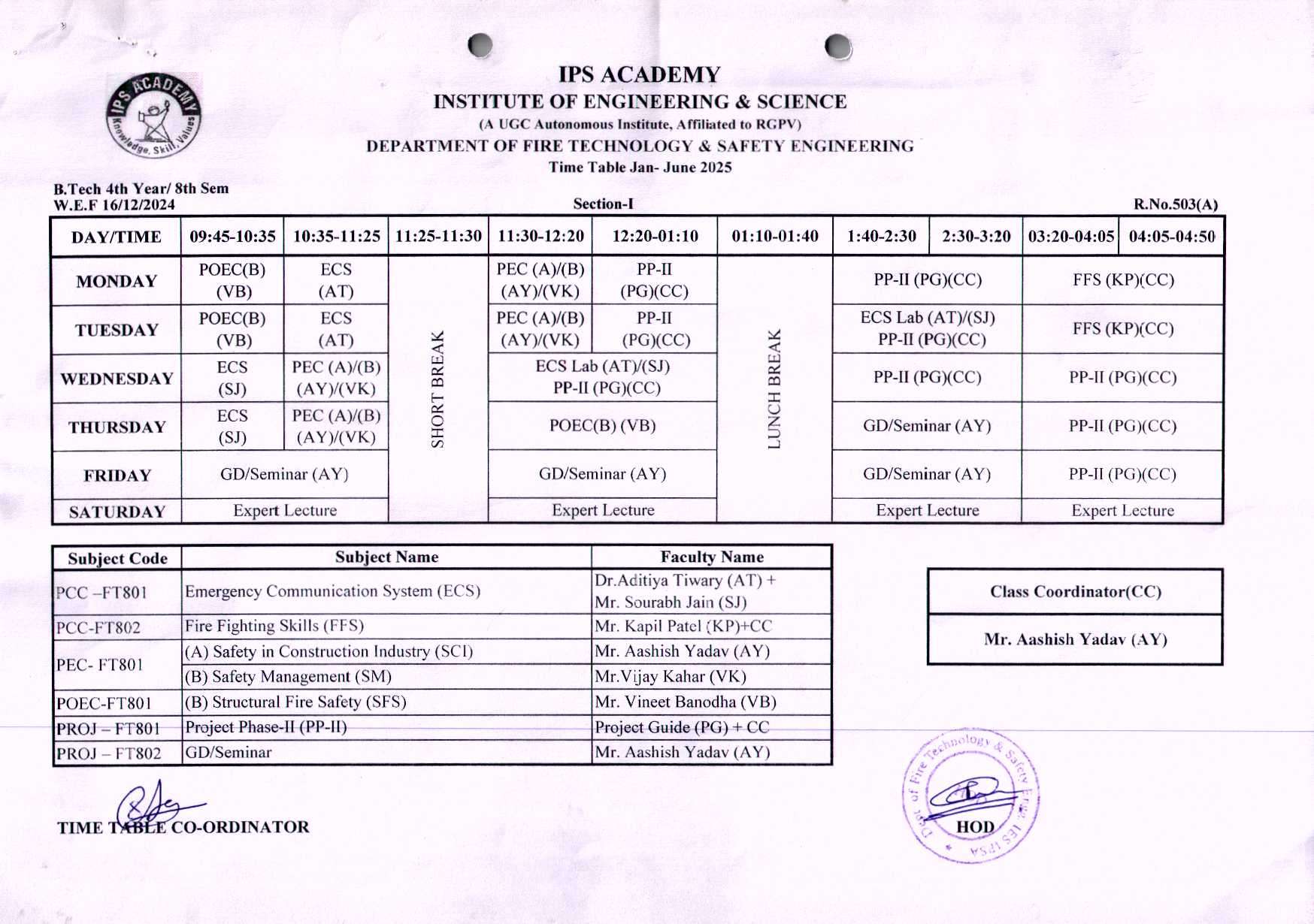 Time Table VIII Sem Jan-June-2025-I