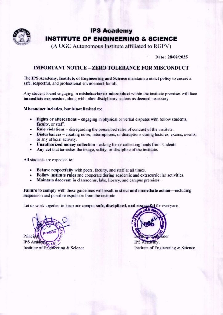Important Notice-Zero Tolerance For Misconduct 28 Aug 2025