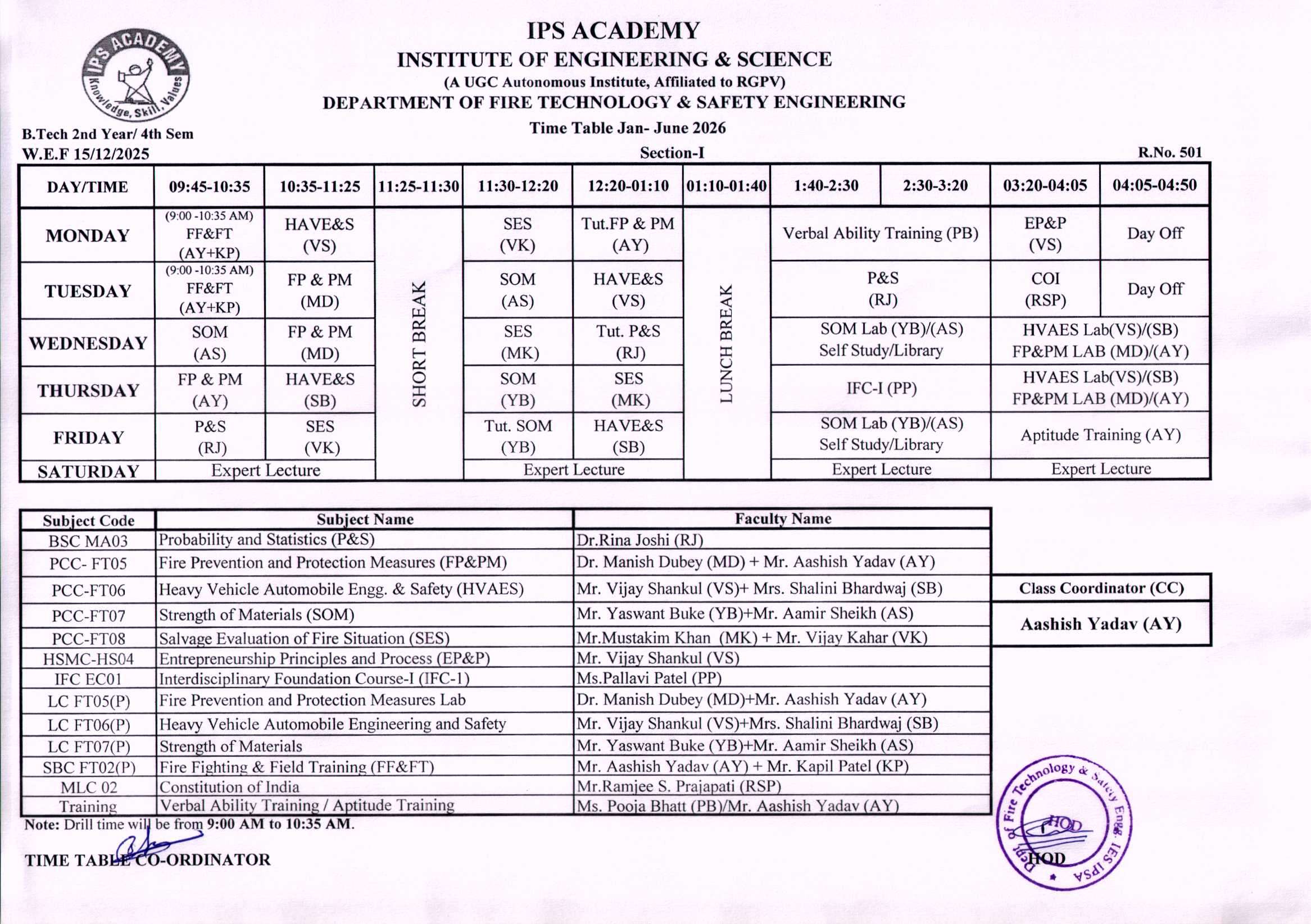 Time Table IV Sem Jan-June-2026-I
