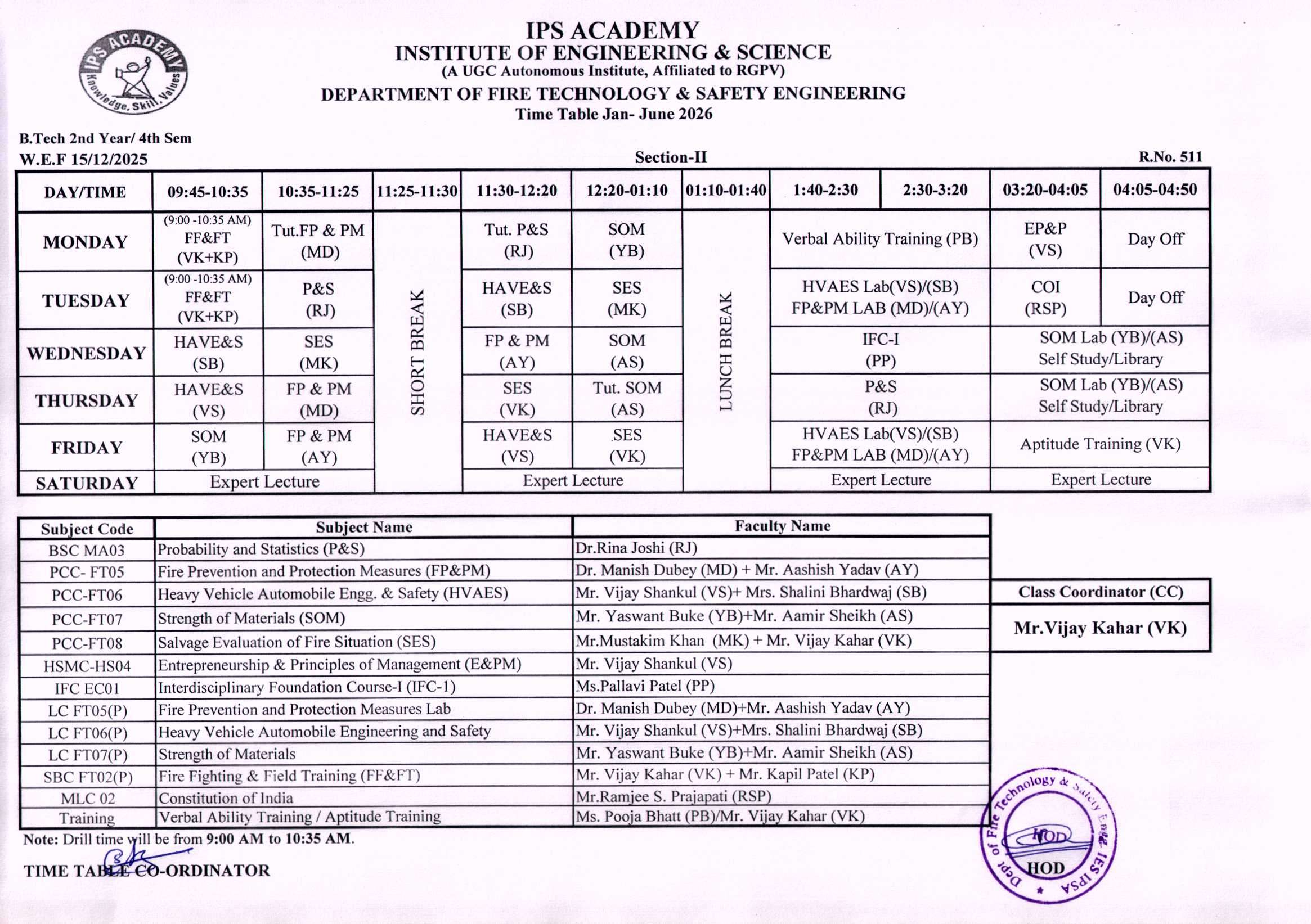 Time Table IV Sem Jan-June-2026-II