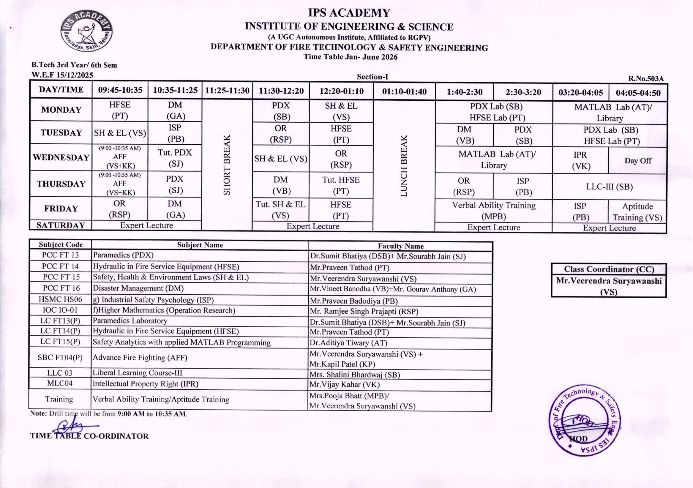 Time Table VI Sem Jan-June-2026-I