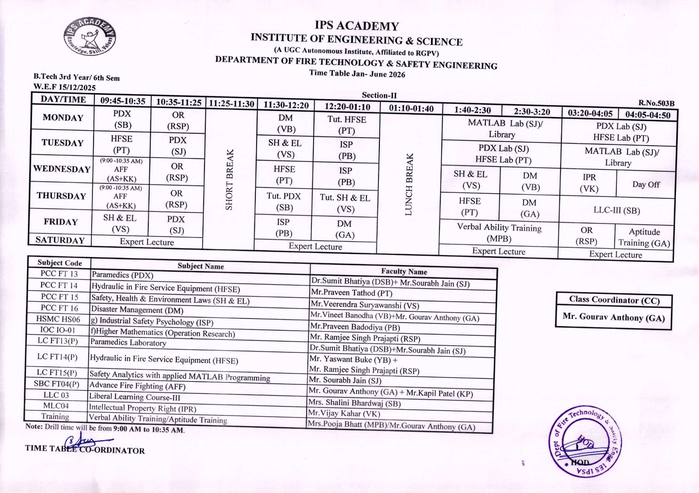 Time Table VI Sem Jan-June-2026-II