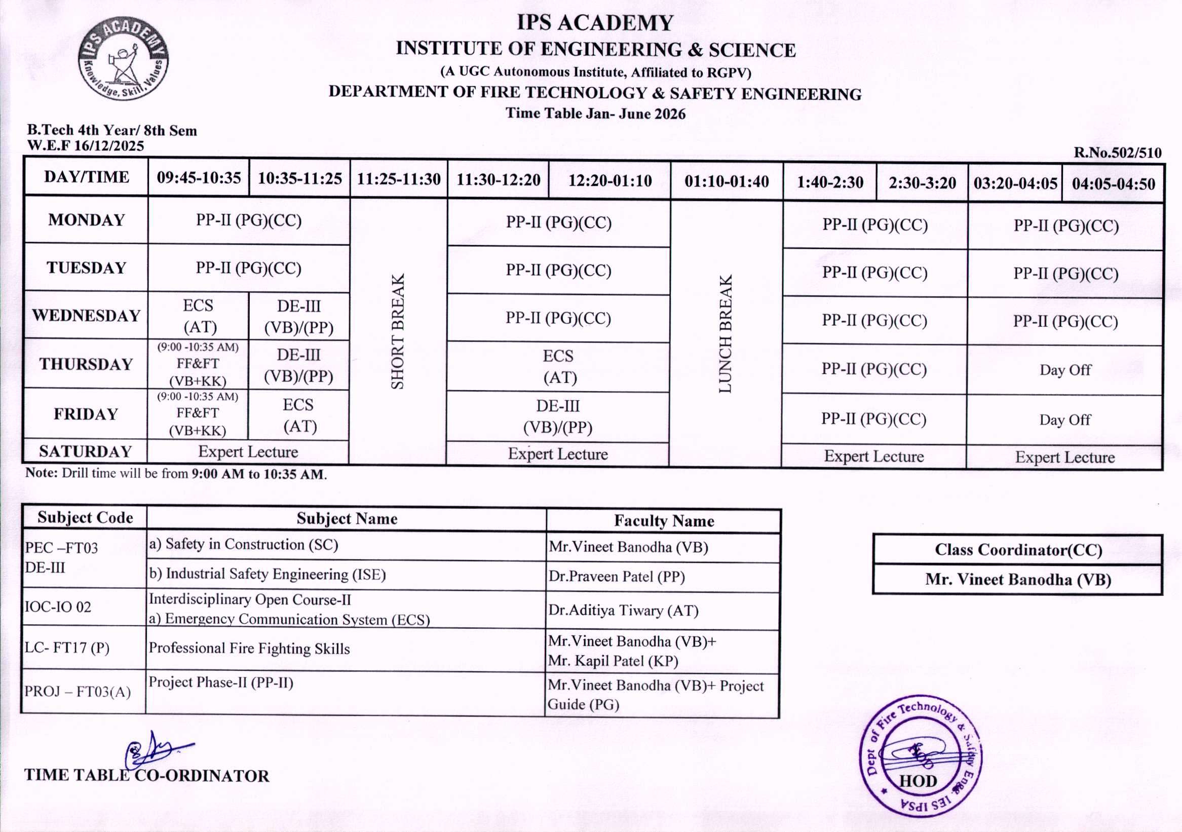 Time Table VIII Sem Jan-June-2026