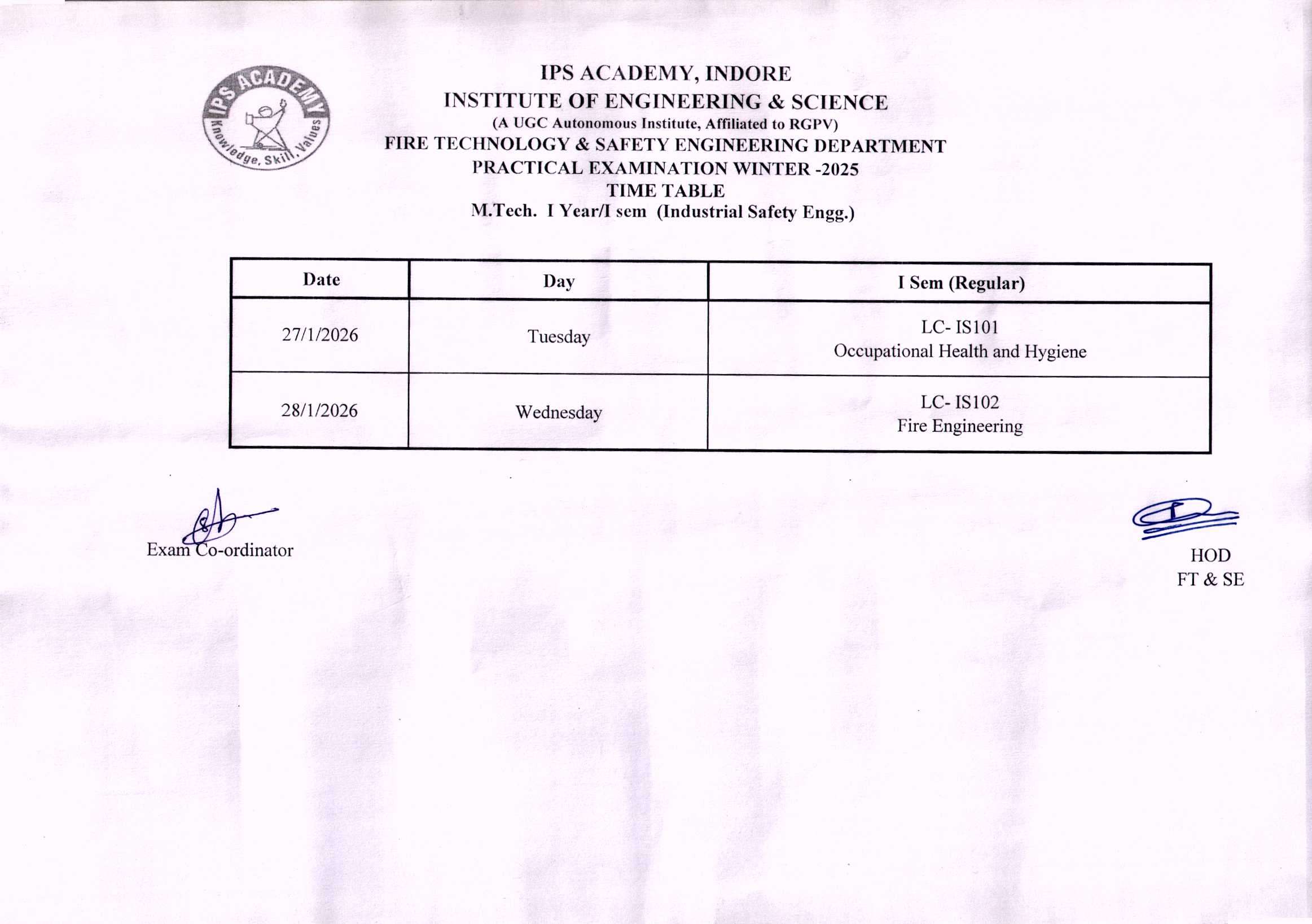 M.Tech. Practical Tie Table Jan-2026
