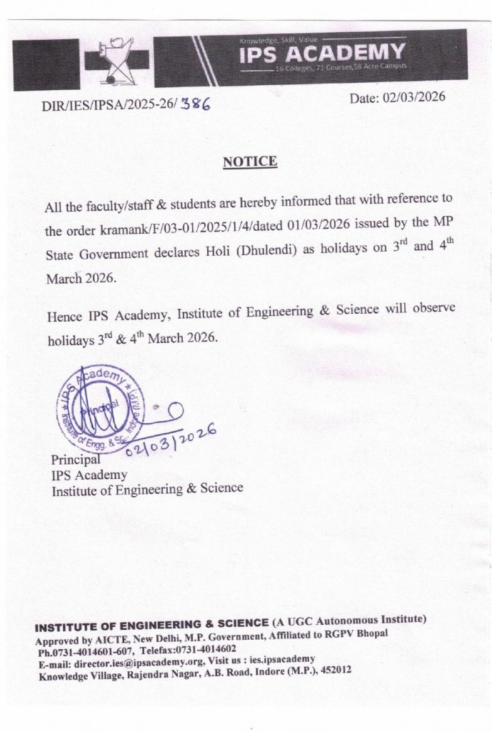 Notice-Holidays on 3rd & 4th March 2026