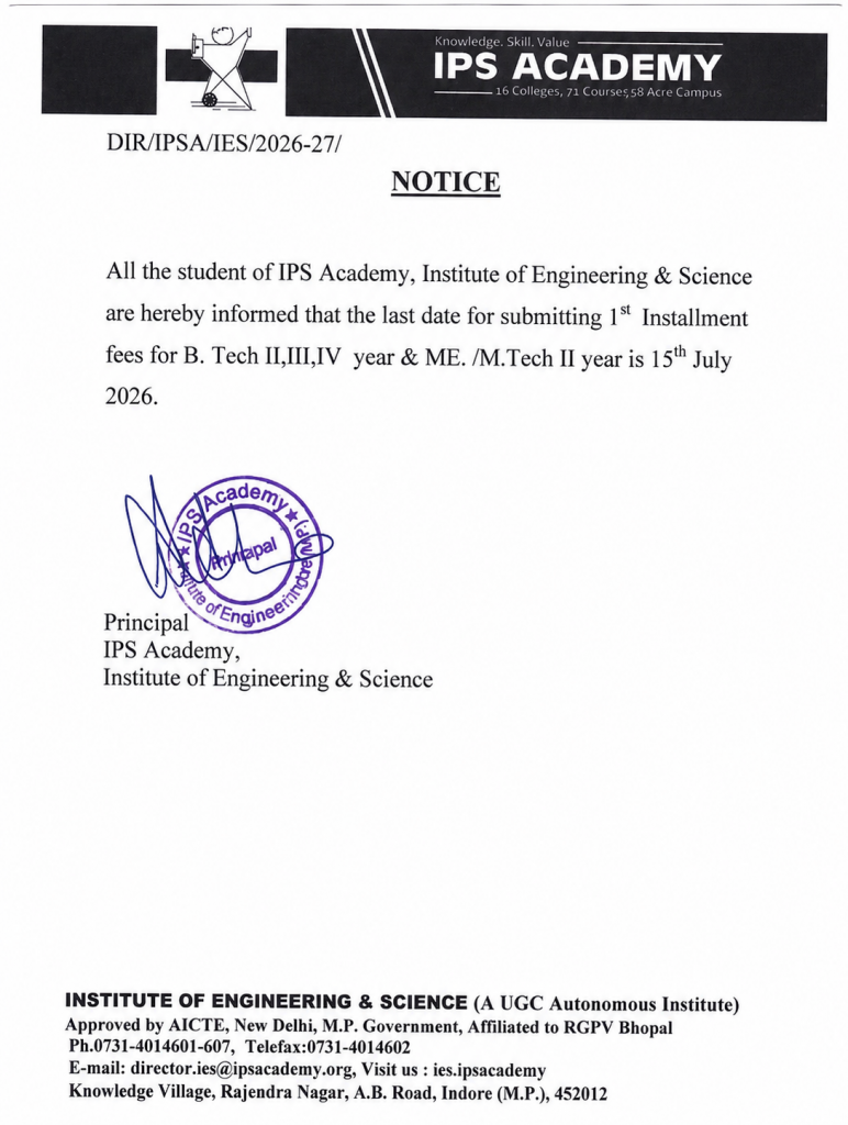 1ST INSTALLMENT LAST DATE FEE NOTICE