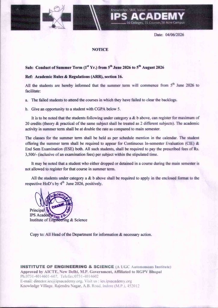 summer term doc 1sy year NOTICE